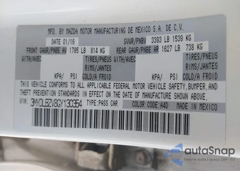 2016 Scion Ia from USA, damaged, VIN 3MYDLBZV8GY130354